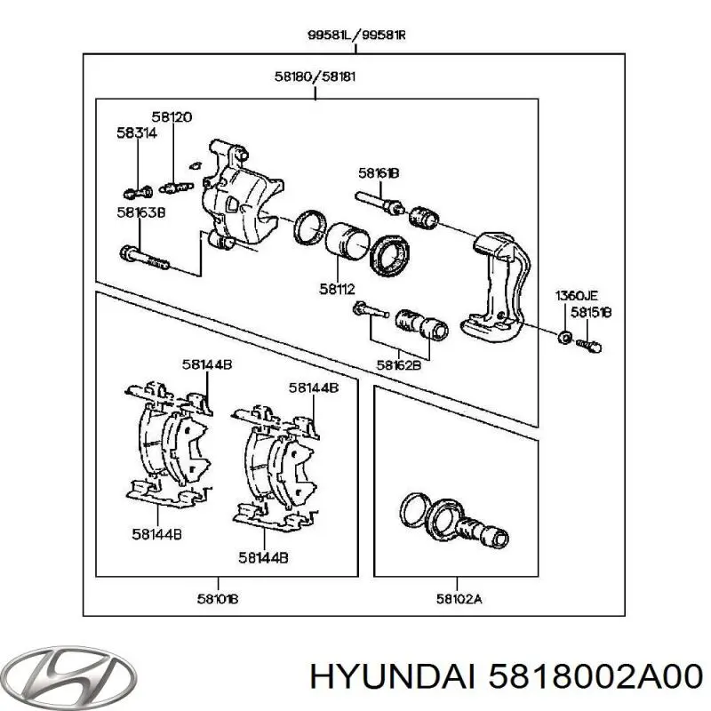 Zacisk hamulcowy przedni lewy Hyundai/Kia 5818002A00 cena, od 56,18 USD