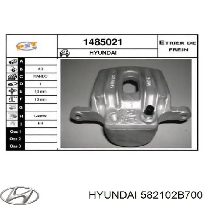 582102B700 Hyundai/Kia Zacisk hamulcowy tylny lewy