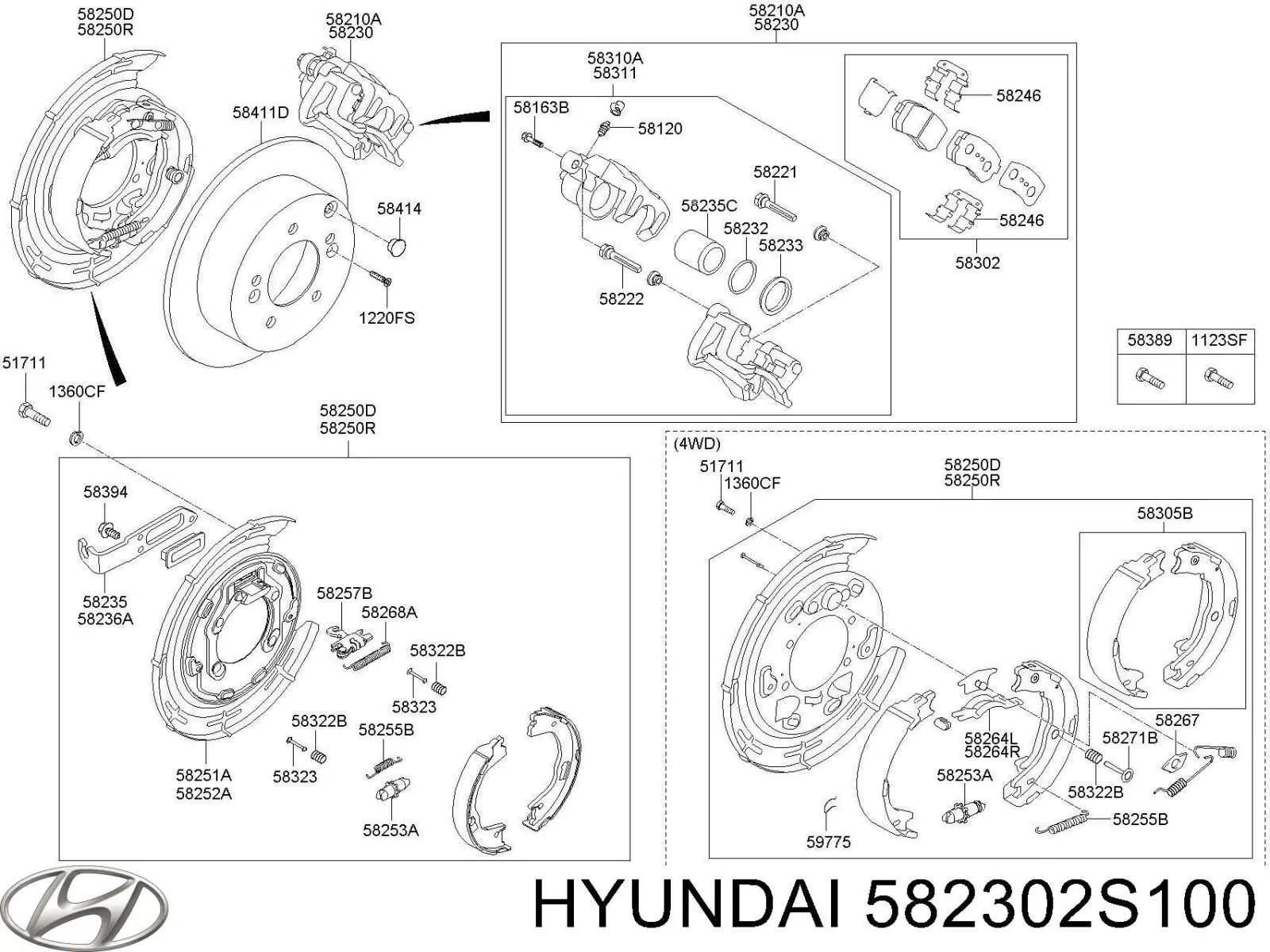 Zacisk hamulcowy tylny prawy Hyundai/Kia 582302S100 cena, od 283,77 USD