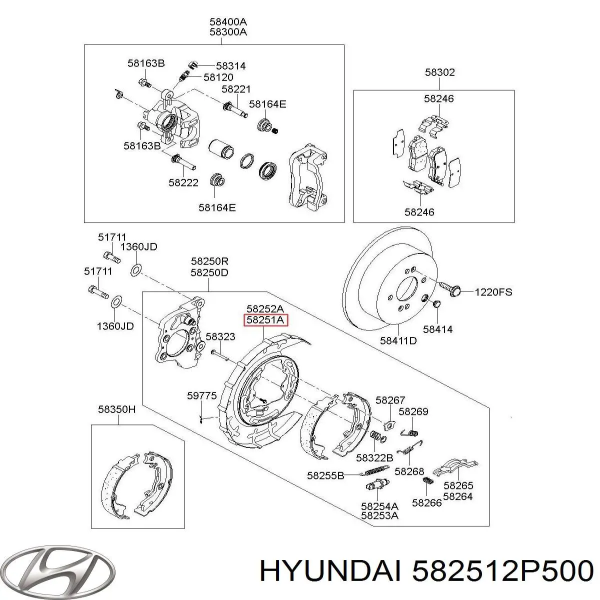 Osłona tarczy hamulcowej tylnej lewa Hyundai/Kia 582512P500 cena, od 177,96 USD