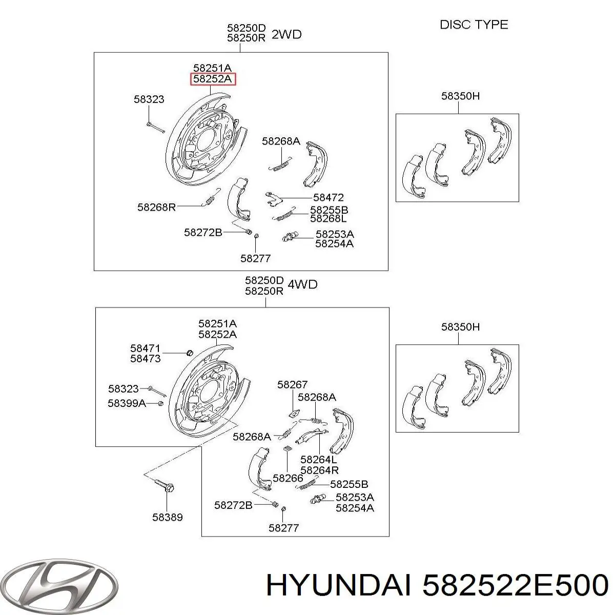 582522E500 Hyundai/Kia Tarcza hamulcowa bębna tylnego prawa