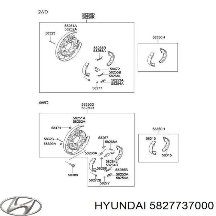 Zestaw naprawczy hamulca postojowego (ręcznego) Hyundai Trajet (FO)