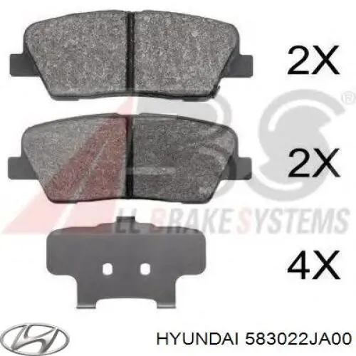 Okładziny (klocki) do hamulców tarczowych tylne Hyundai/Kia 583022JA00 cena, od 19,64 USD