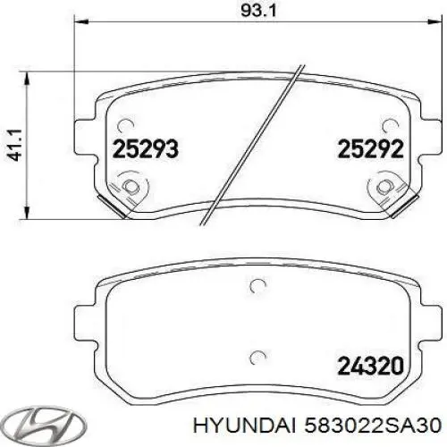Okładziny (klocki) do hamulców tarczowych tylne Hyundai/Kia 583022SA30 cena, od 18,89 USD