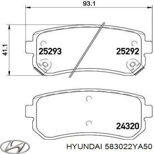 583022YA50 Hyundai/Kia Okładziny (klocki) do hamulców tarczowych tylne