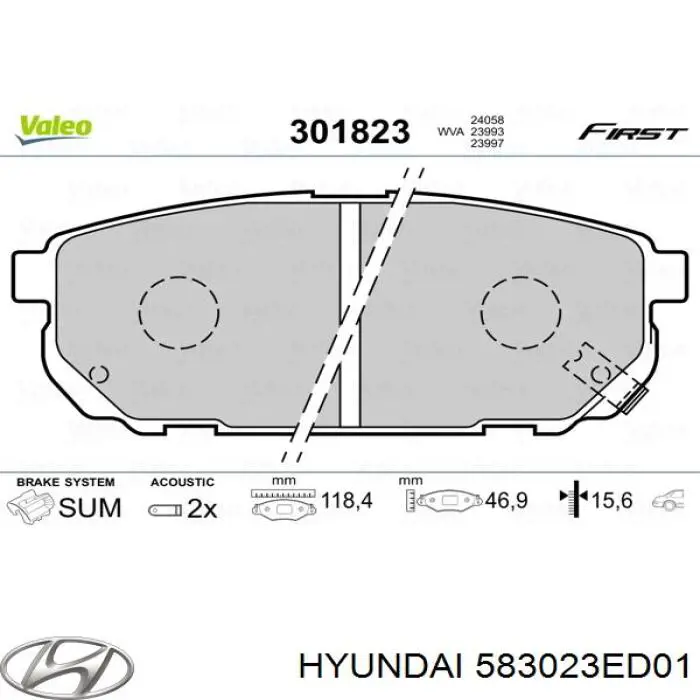 Okładziny (klocki) do hamulców tarczowych tylne Hyundai/Kia 583023ED01 cena, od 20,16 USD