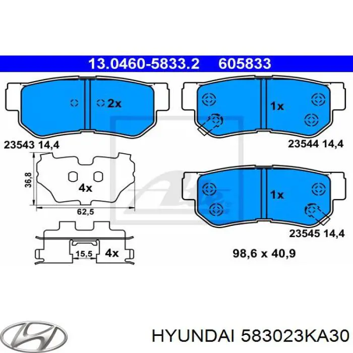 583023KA30 Hyundai/Kia Okładziny (klocki) do hamulców tarczowych tylne