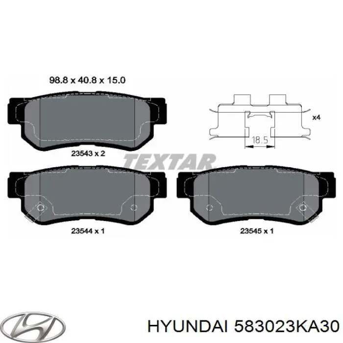 Okładziny (klocki) do hamulców tarczowych tylne Hyundai/Kia 583023KA30 cena, od 21,12 USD