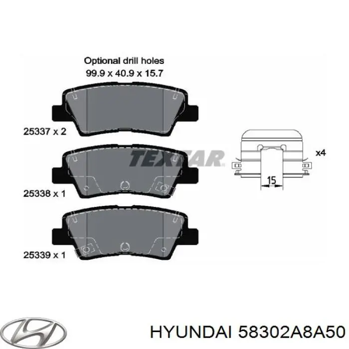 Okładziny (klocki) do hamulców tarczowych tylne Hyundai/Kia 58302A8A50 cena, od 28,05 USD