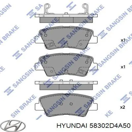 58302D4A50 Hyundai/Kia okładziny (klocki do hamulców tarczowych tylne)