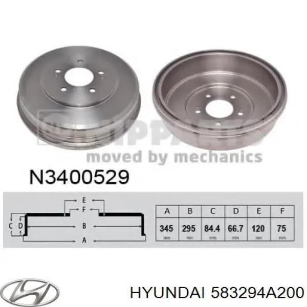 Do koszyka 583294A200 Hyundai/Kia Bęben hamulcowy tylny