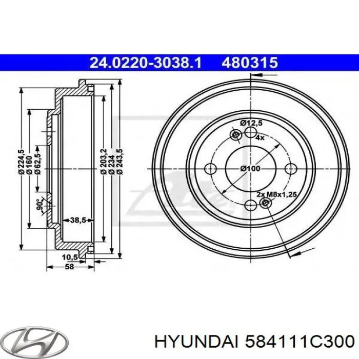 584111C300 Hyundai/Kia Bęben hamulcowy tylny