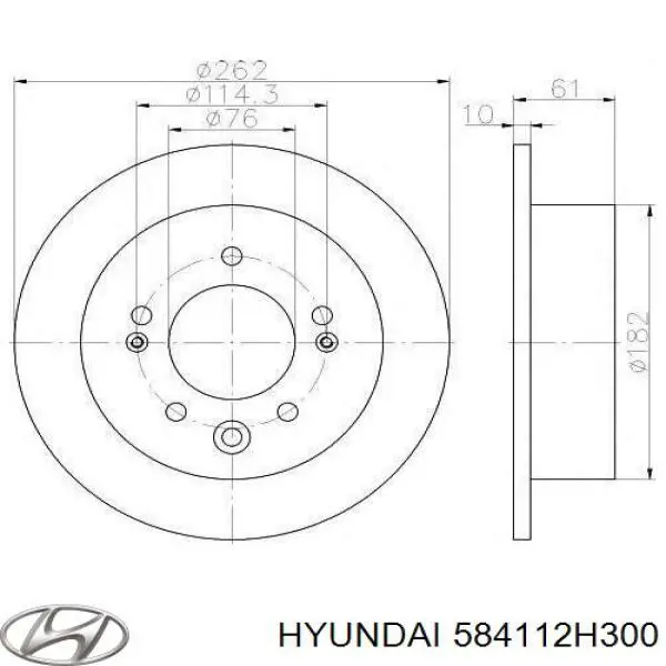 584112H300 Hyundai/Kia Tarcza hamulcowa tylna