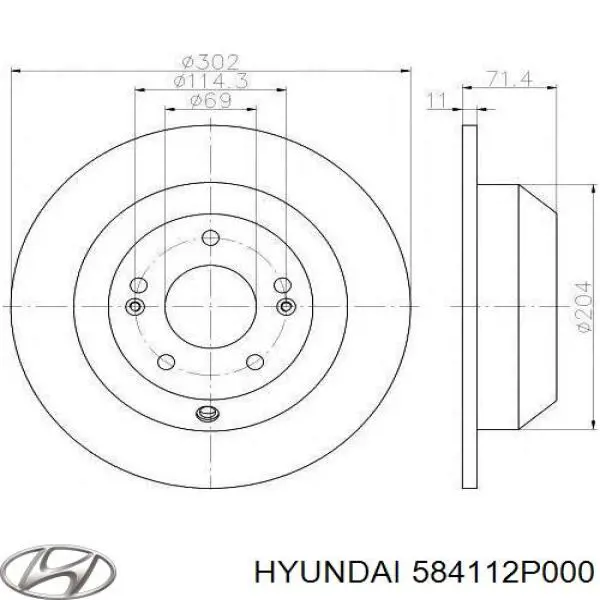 584112P000 Hyundai/Kia Tarcza hamulcowa tylna