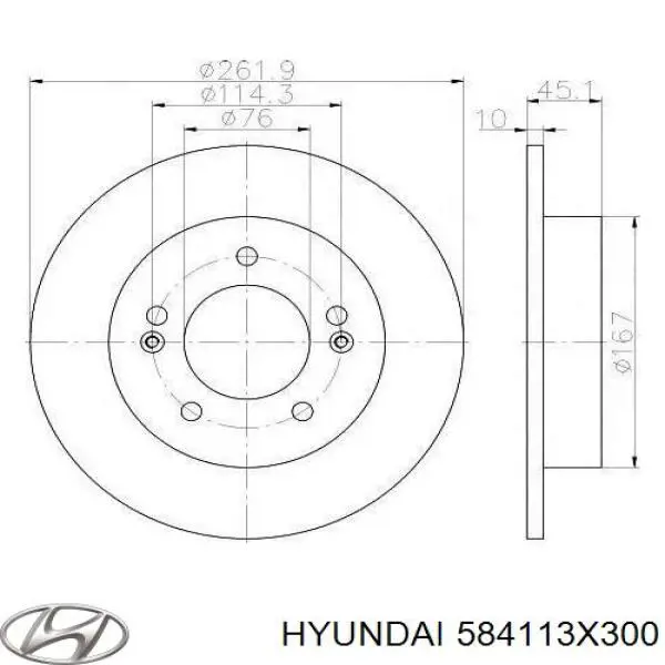 584113X300 Hyundai/Kia tarcza hamulcowa tylna