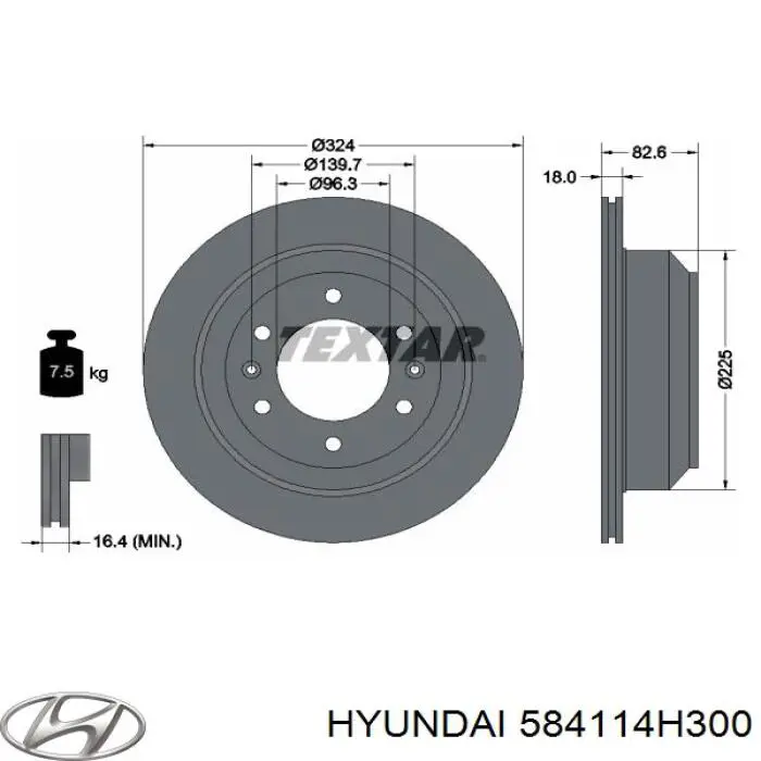 Do koszyka 584114H300 Hyundai/Kia Tarcza hamulcowa tylna