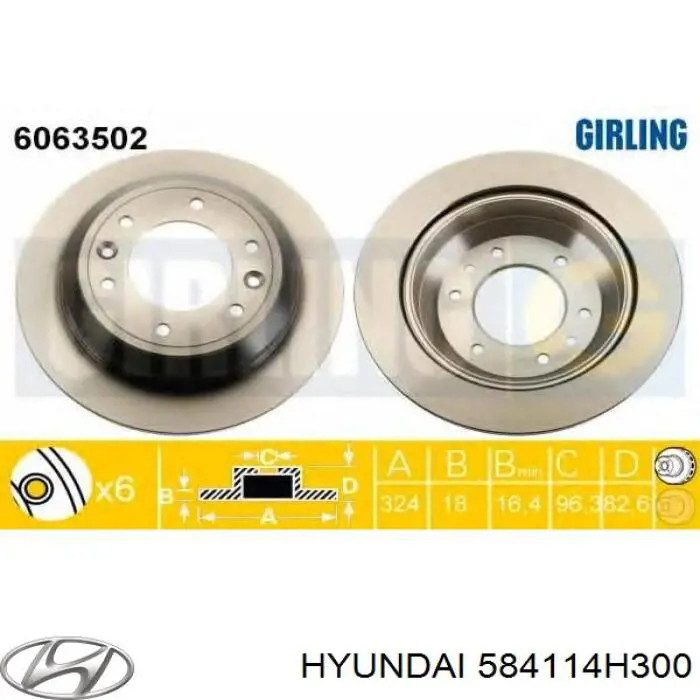 Tarcza hamulcowa tylna 584114H300 Hyundai/Kia