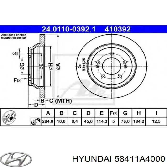 Tarcza hamulcowa tylna Hyundai/Kia 58411A4000 cena, od 46,50 USD