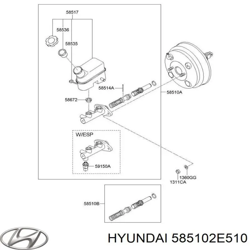 585102E510 Hyundai/Kia Główny cylinder hamulców