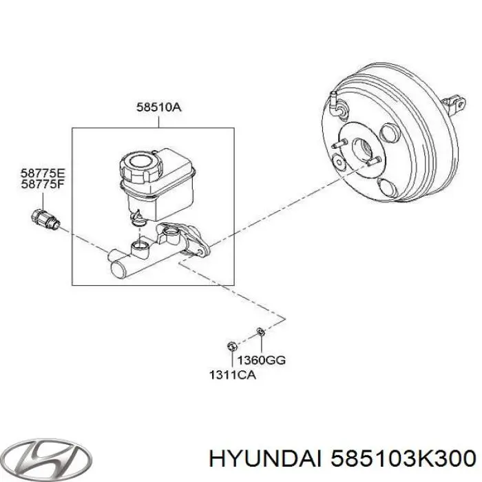 Główny cylinder hamulców Hyundai/Kia 585103K300 cena, od 79,71 USD