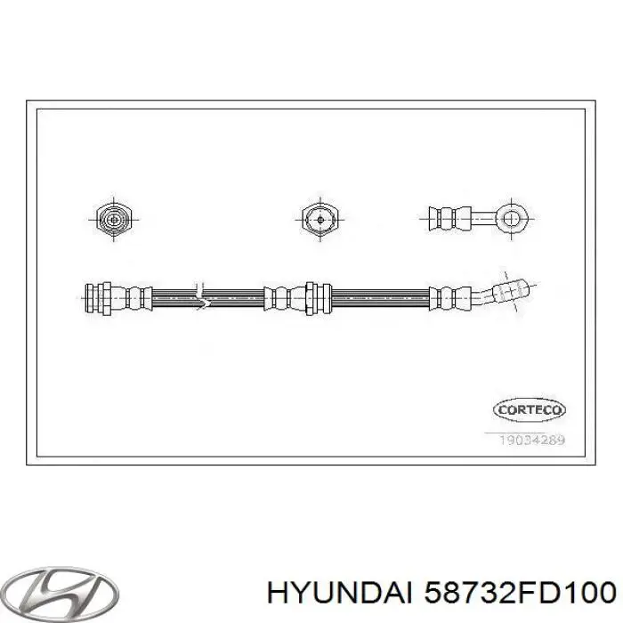 Do koszyka 58732FD100 Hyundai/Kia Przewód hamulcowy przedni