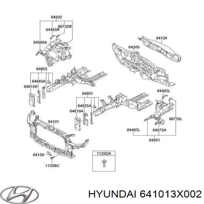 641013X002 Hyundai/Kia osłona chłodnicy kompletna (panel mocowania reflektorów)