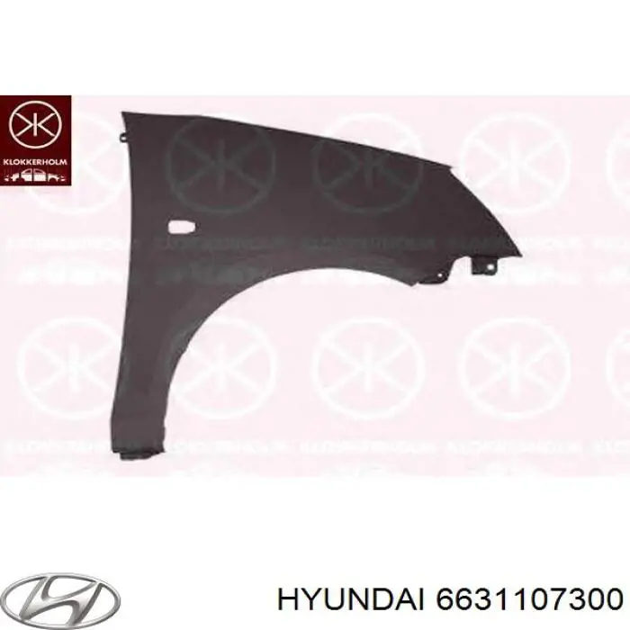Błotnik przedni lewy Hyundai/Kia 6631107330