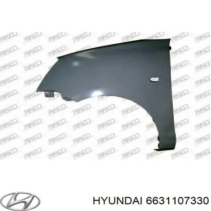 Błotnik przedni lewy 6631107330 Hyundai/Kia