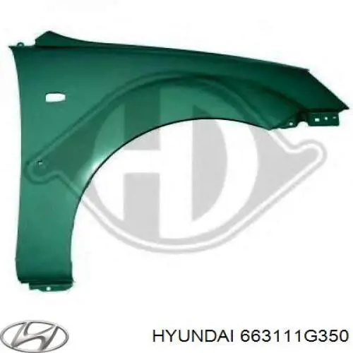 Błotnik przedni lewy Hyundai/Kia 663111G350 cena, od 107,17 USD