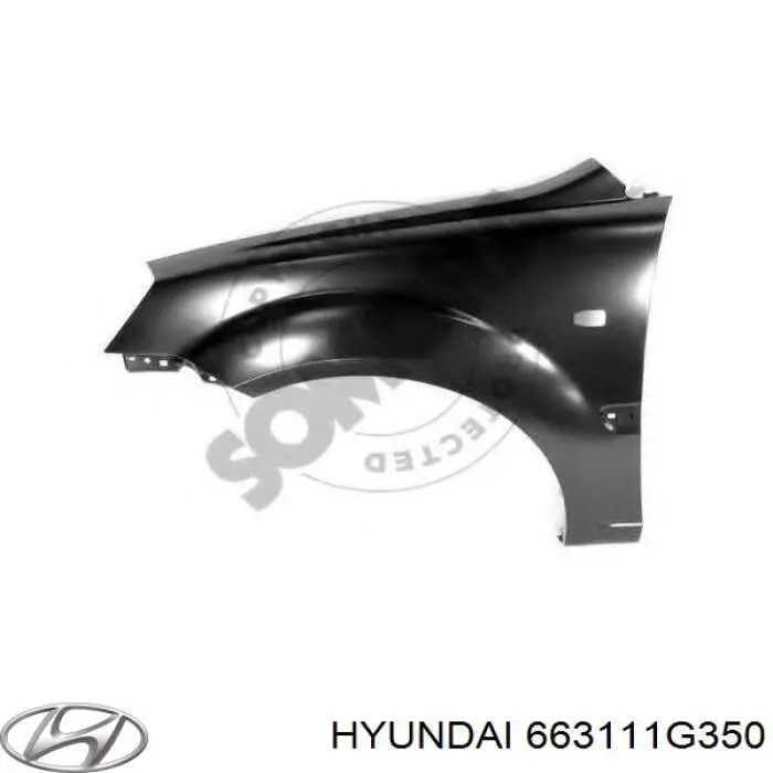Do koszyka 663111G350 Hyundai/Kia Błotnik przedni lewy