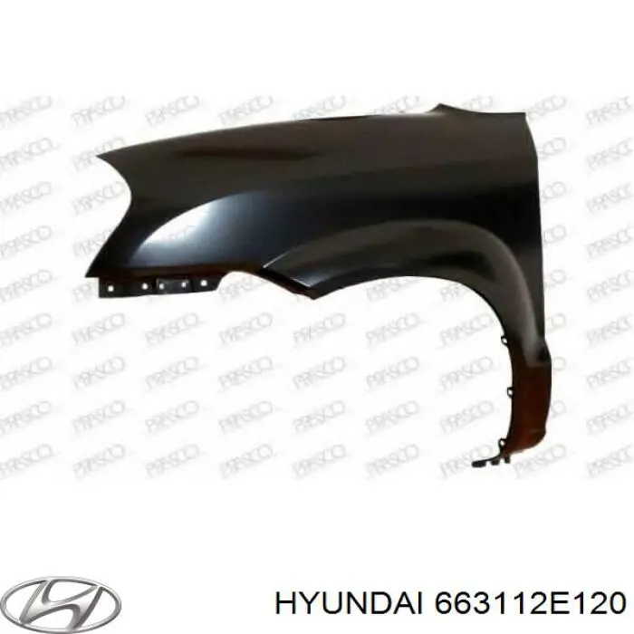 Do koszyka 663112E120 Hyundai/Kia Błotnik przedni lewy