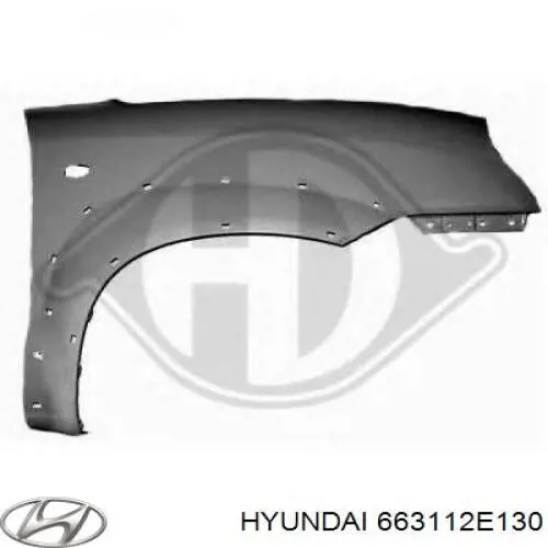 Do koszyka 663112E130 Hyundai/Kia Błotnik przedni lewy