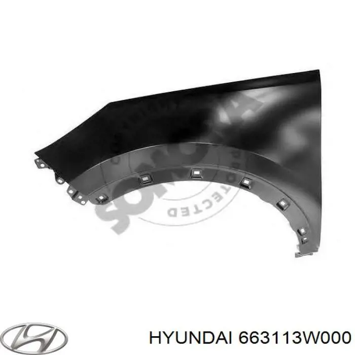 Do koszyka 663113W000 Hyundai/Kia Błotnik przedni lewy