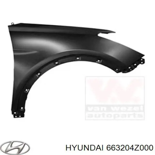 663204Z000 Hyundai/Kia Błotnik przedni prawy