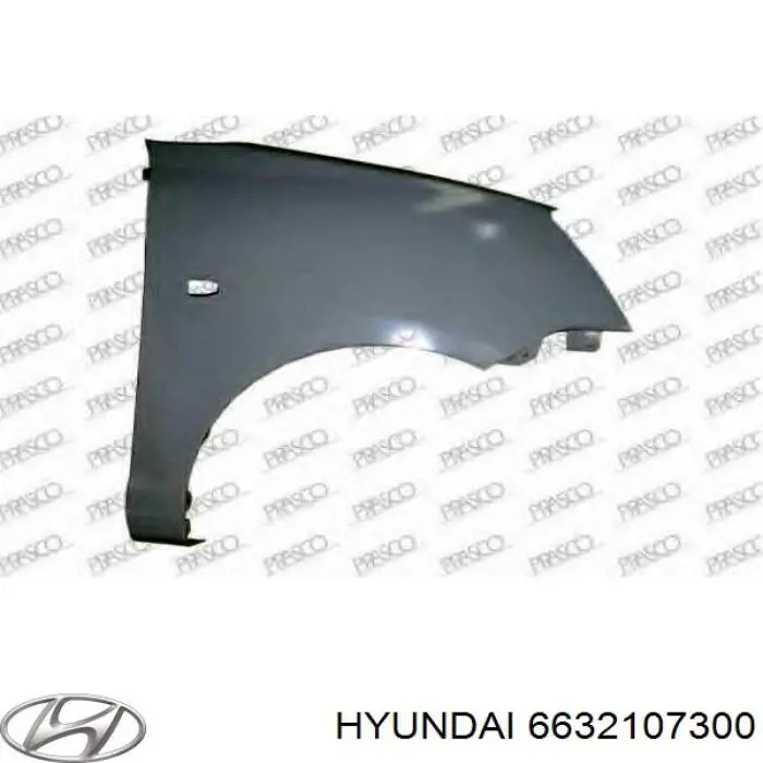 Do koszyka 6632107300 Hyundai/Kia Błotnik przedni prawy