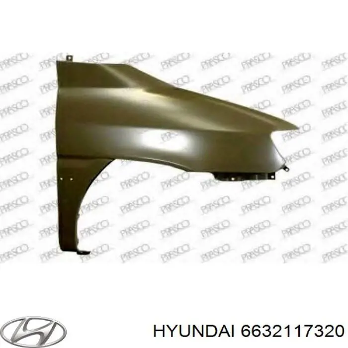 Do koszyka 6632117320 Hyundai/Kia Błotnik przedni prawy
