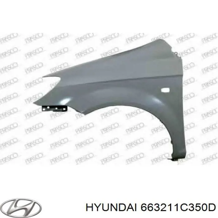 Do koszyka 663211C350D Hyundai/Kia Błotnik przedni prawy