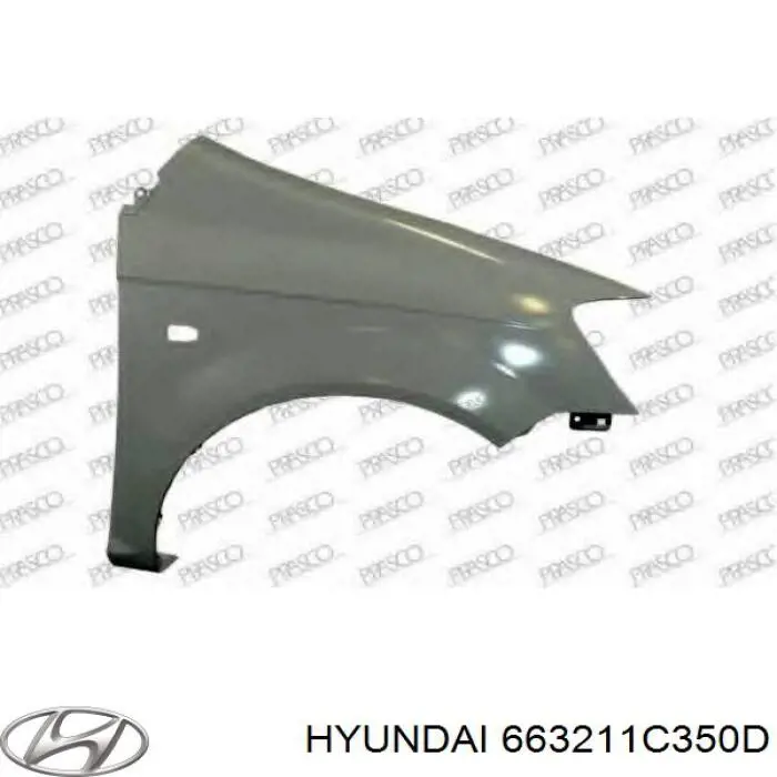 Błotnik przedni prawy Hyundai/Kia 663211C350D cena, od 105,42 USD