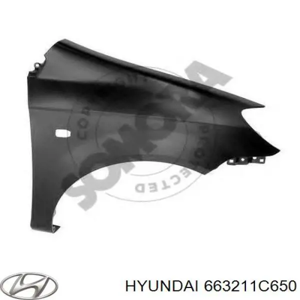 Błotnik przedni prawy Hyundai/Kia 663211C650 cena, od 154,93 USD