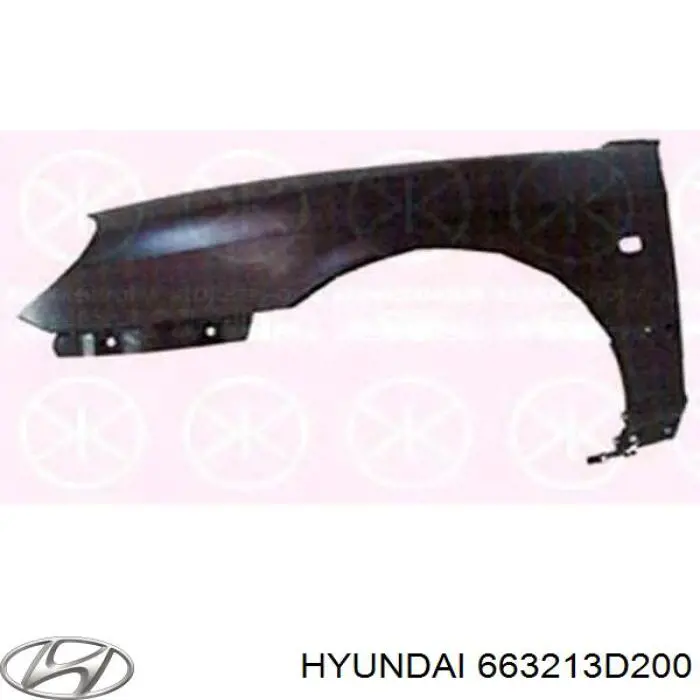 Błotnik przedni prawy Hyundai/Kia 663213D200 cena, od 46,08 USD