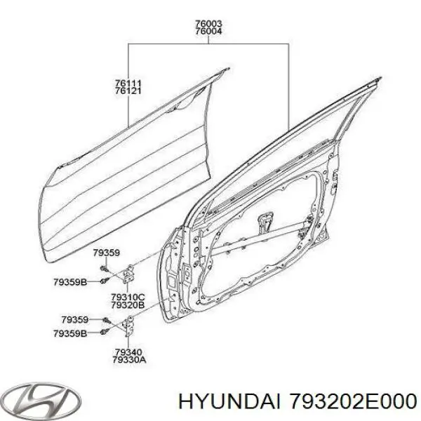 Zawias drzwi przednich prawych Hyundai Elantra 5 (MD)