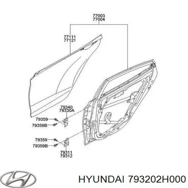 Zawias drzwi tylnych prawych Hyundai/Kia 793202H000 cena, od 26,06 USD