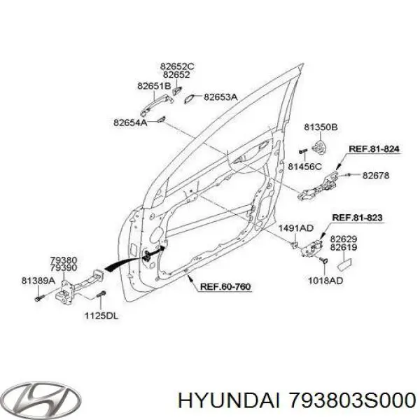 793803S000 Hyundai/Kia Ogranicznik drzwi przedni lewy