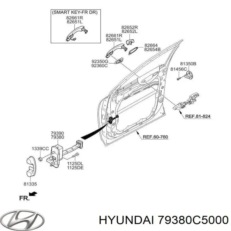 79380C5000 Hyundai/Kia Ogranicznik drzwi przedni lewy