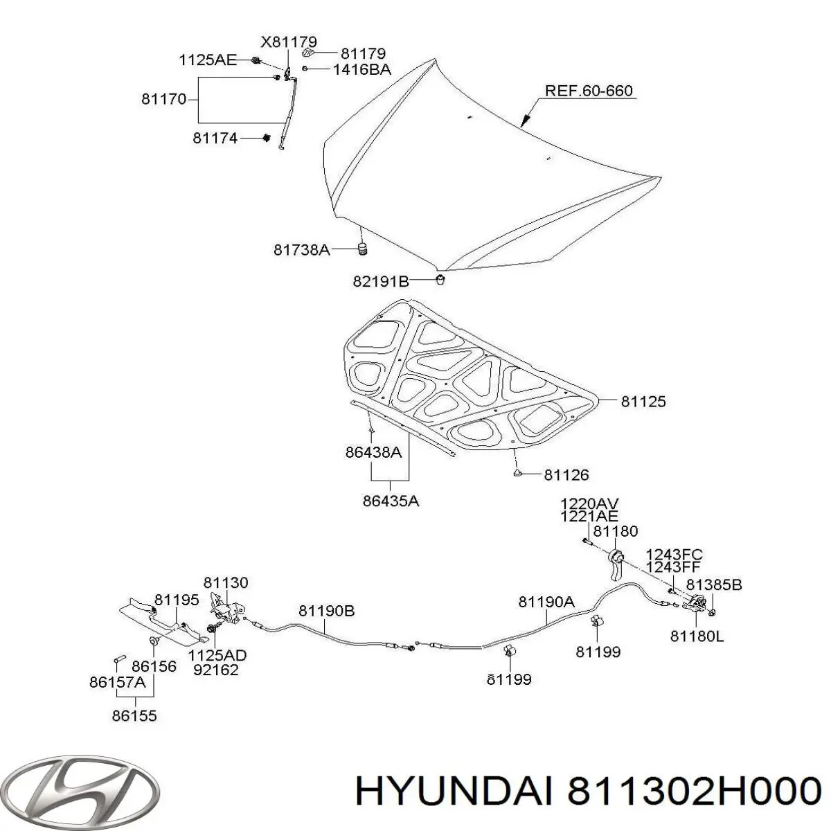 Zamek maski do Hyundai Elantra IV HD
