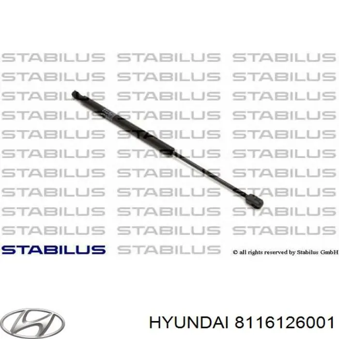 Do koszyka 8116126001 Hyundai/Kia Amortyzator maski