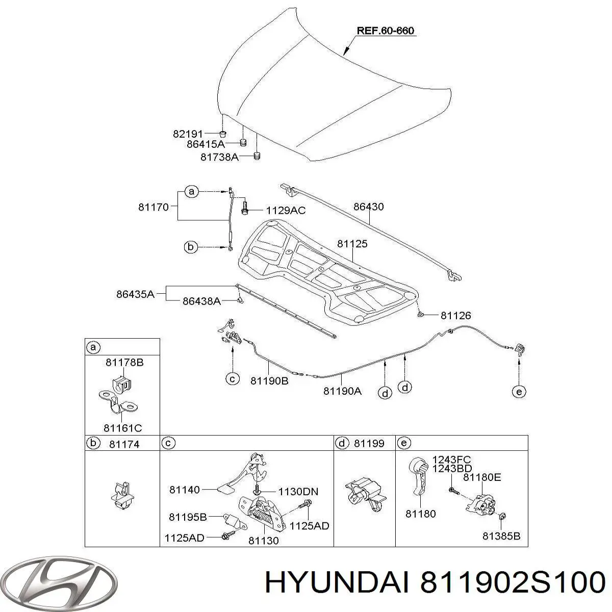 Linka otwierania maski do Hyundai Tucson II TM