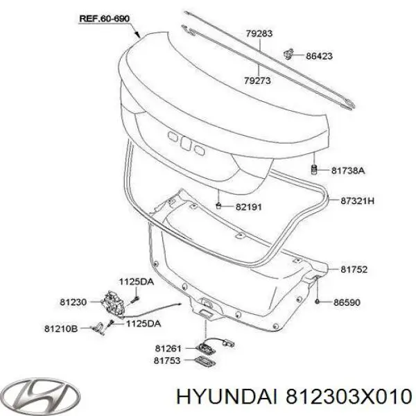 Zamek klapy bagażnika (3/5 drzwi tylnych) Hyundai/Kia 812303X010 cena, od 27,10 USD
