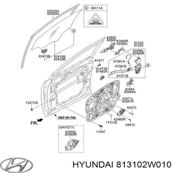 Zamek drzwi przednich lewych do Hyundai Santa Fe III DM