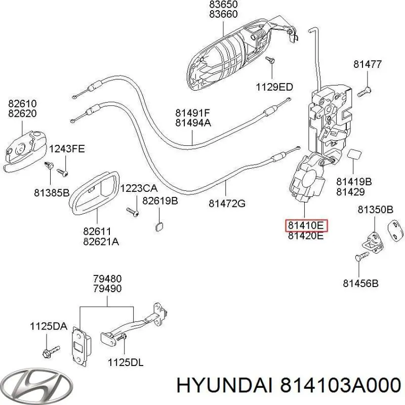 Zamek drzwi tylnych lewych Hyundai Trajet (FO)